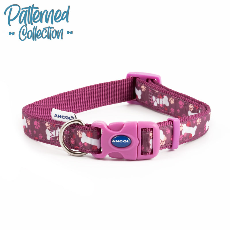 Ancol Purple Bones Dog Collar