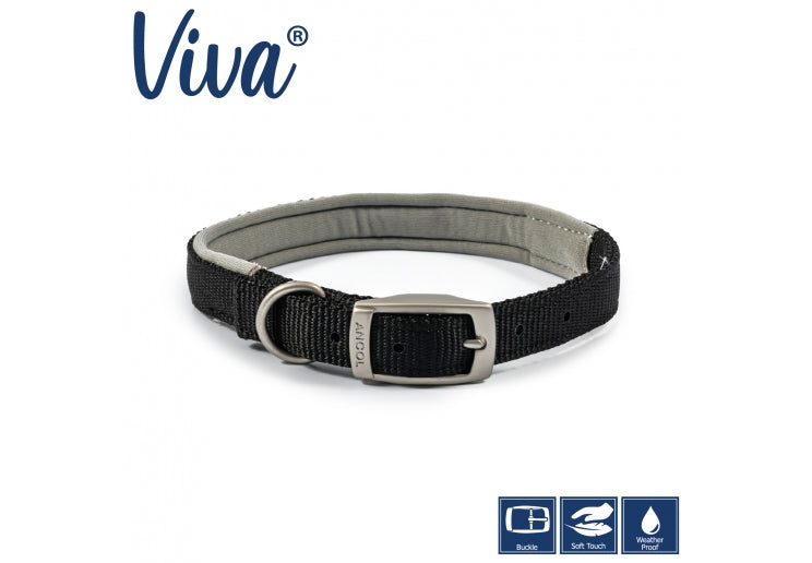 Ancol Viva Padded Nylon Collar - Black