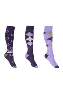 HKM Cardiff Riding Socks Set Of 3 - Violet/Lilac