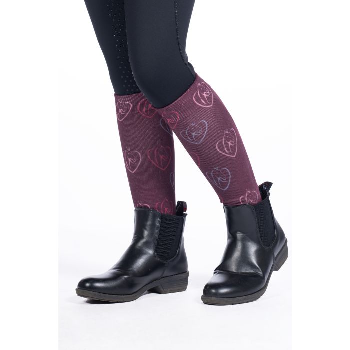 HKM Riding Socks -Amelie Horses- Wine Red - 35-38