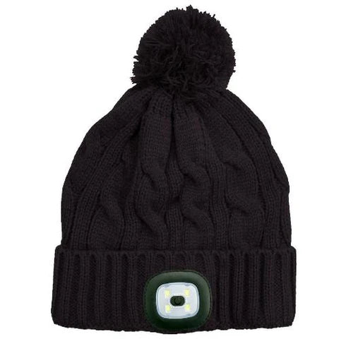 Unisex Cable Knit Beanie Hat with LED Head Light
