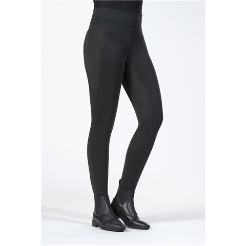 HKM Cosy Style Silicone Full Seat Riding Leggings - Black