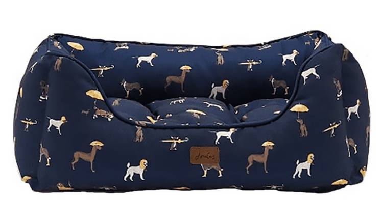Joules Sleeping Dogs Lie Print Canvas Box Dog Bed