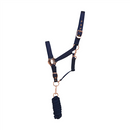 Hy Rose Gold Headcollar & Lead Rope Navy