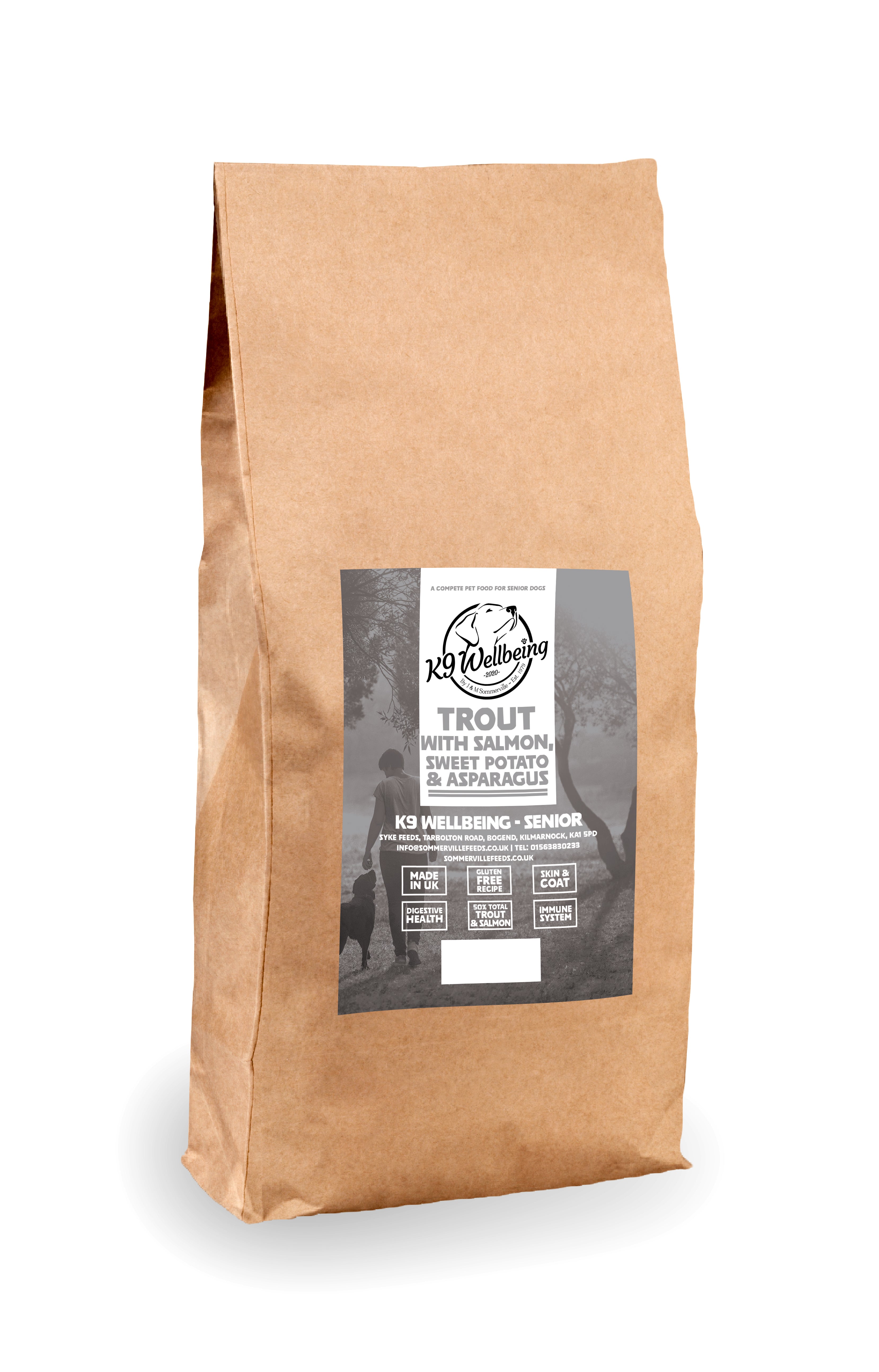 K9 Wellbeing Grain Free Senior Trout, Salmon & Potato Dog Food