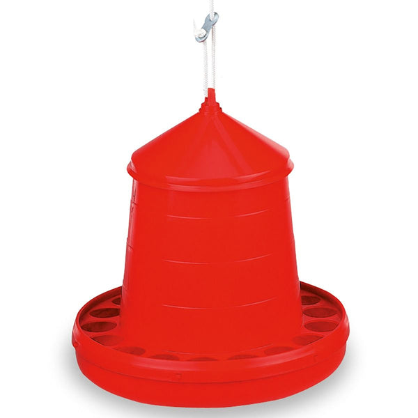 Red Poultry Feeder With Lid 4Kg