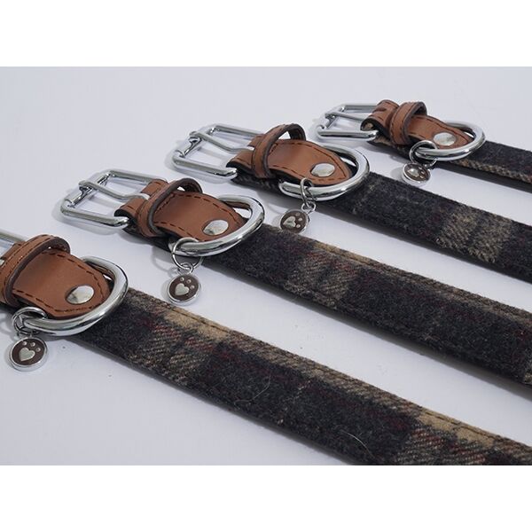 Rosewood Luxury Leather Collar Tweed Check