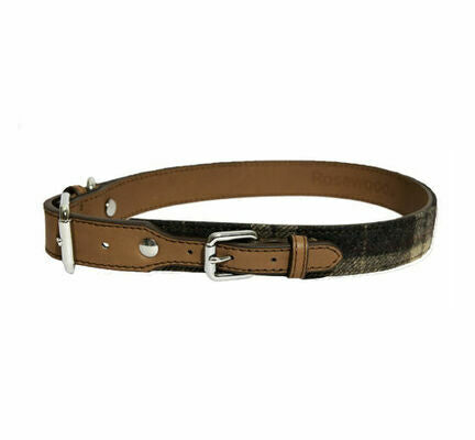 Rosewood Luxury Leather Collar Tweed Check